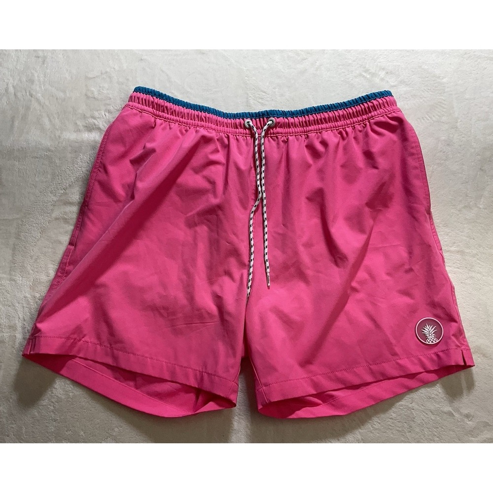 Chubbies Men's Classic Swim Trunks XL 5.5" Inseam Hot Pink Teal Stretch Lined